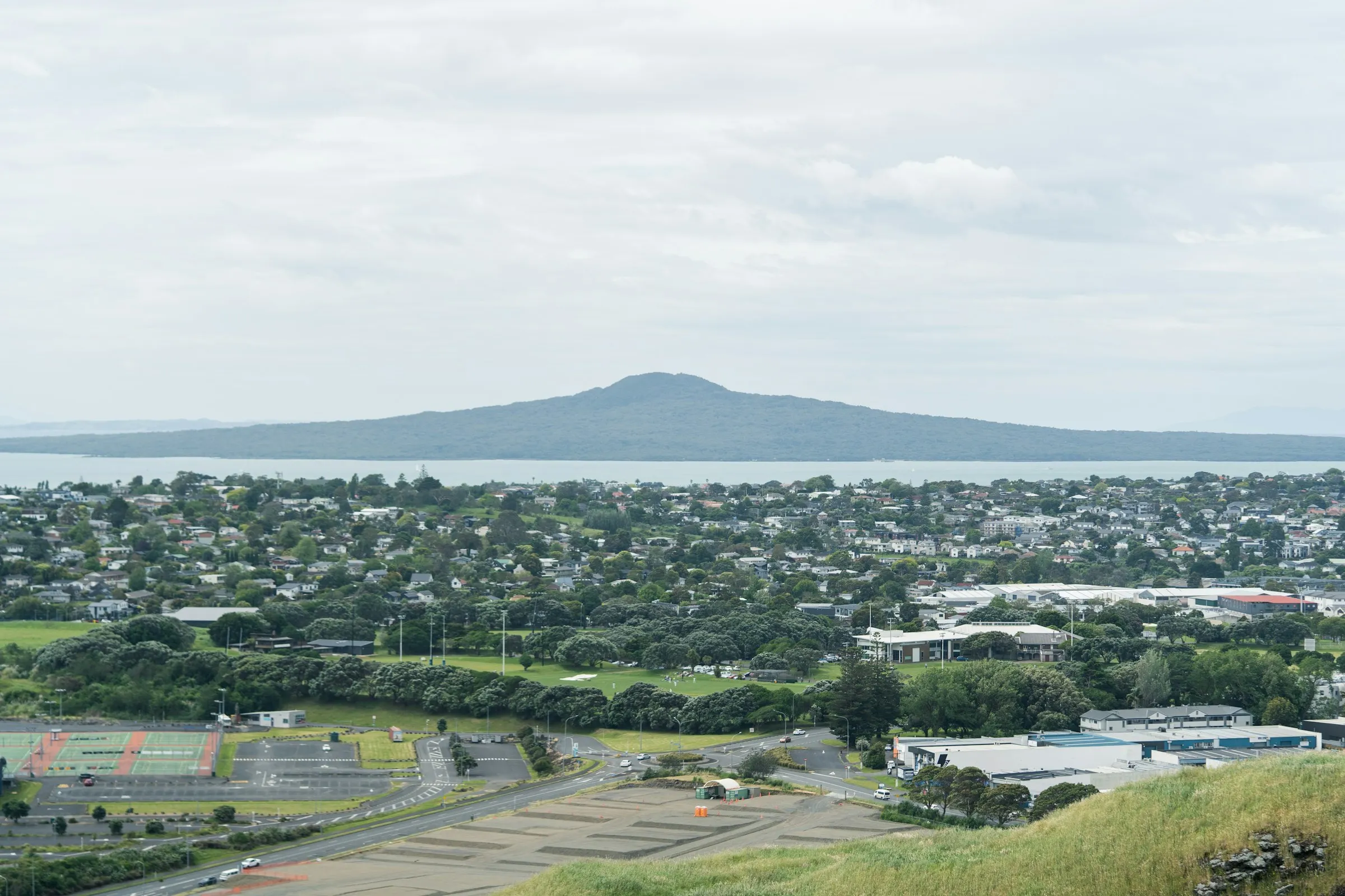 Auckland suburbs looking out across the water to Rangitoto Island
