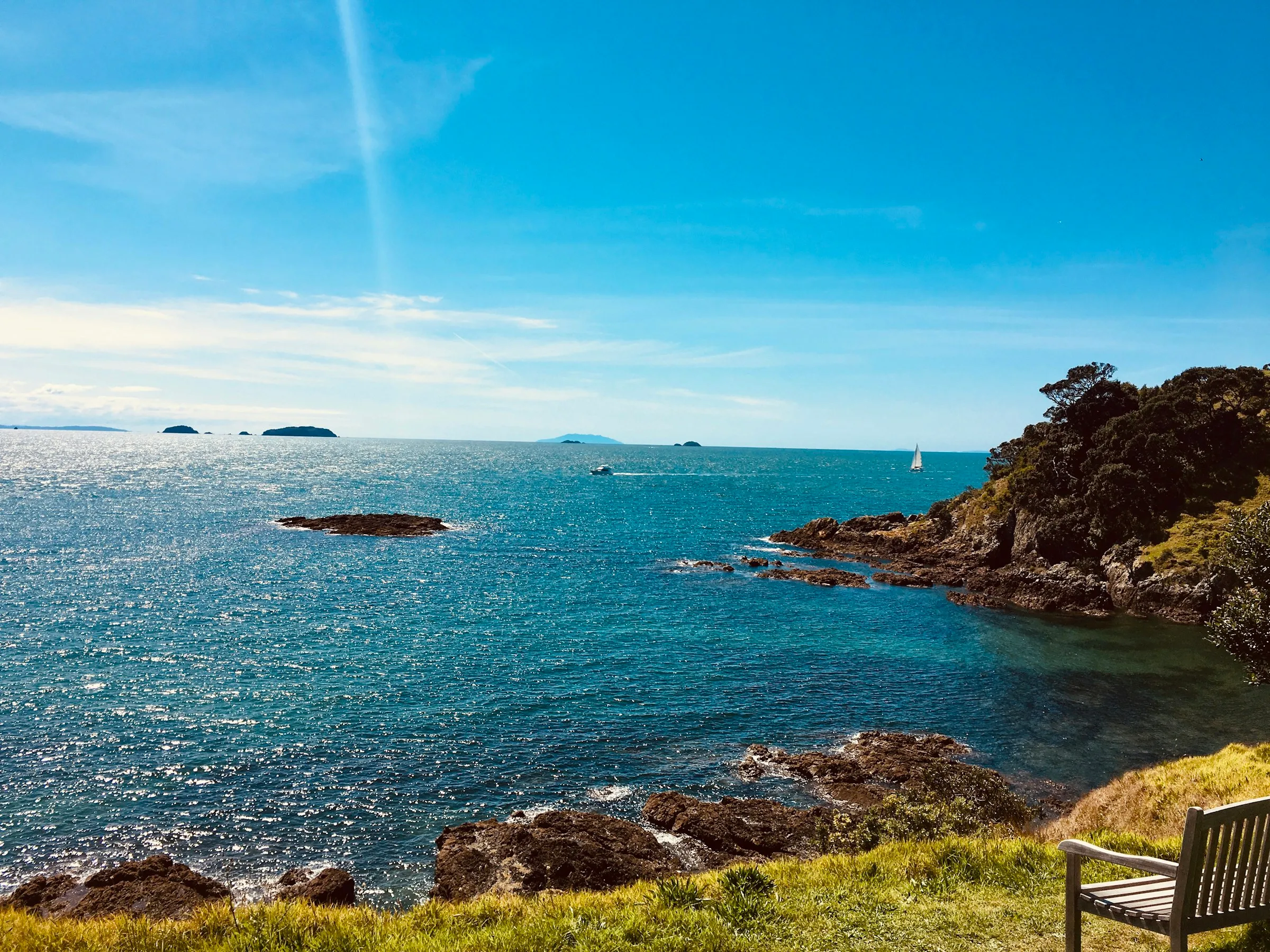 Waiheke Island's coastline and clear blue water